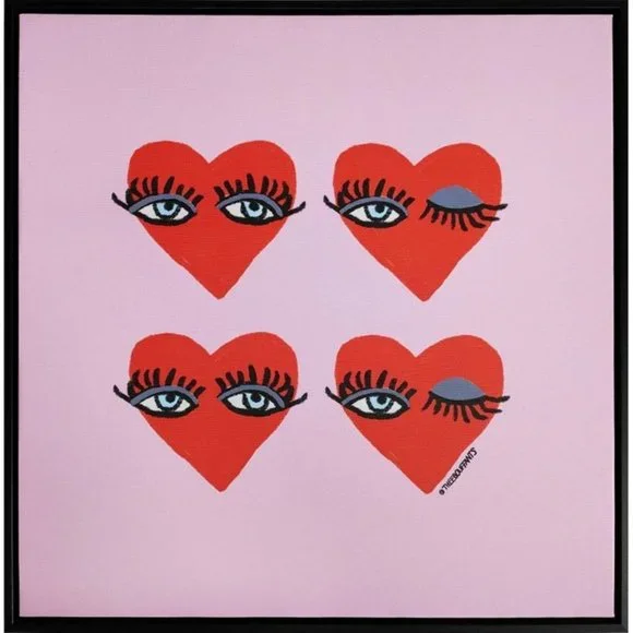 KENDRA DANDY 20" x 20" 4 Hearts Framed Wall Canvas  🥰  NEW!!!! - Picture 2 of 7